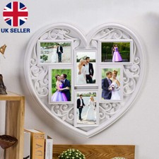 Large Photo Frame White Hanging Heart Shaped Multi Picture Love Frames Gift UK