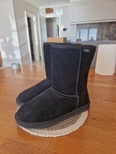 Pawz by Bear Paw Suede Wool Lining Pull On Boots Black Women's Size Uk 9