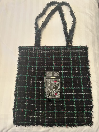 Chanel black tweed robot tote - robot,