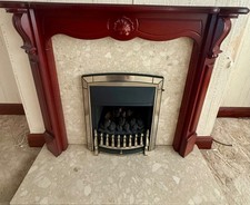 Classic Mahogany Fireplace Surround with Marble Hearth & Gas Fire Insert 