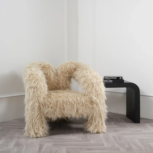 Ivory faux fur accent - fur,