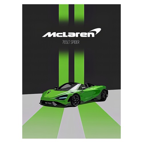 Green sports car modern poster - car,