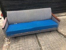 Vintage retro Danish mid century wooden MCM sofa bed couch rosewood arms 60s 70s