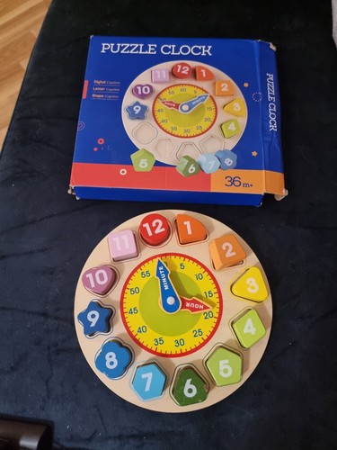 Wooden clock puzzles time - clock,