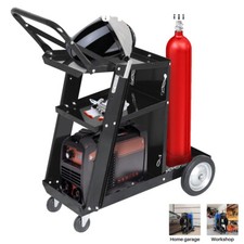 3 Tier Trolley Welding Cart w/ Chains Welding Trolley for MIG TIG Welders Black