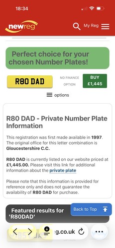 Private number plate - , r80dad