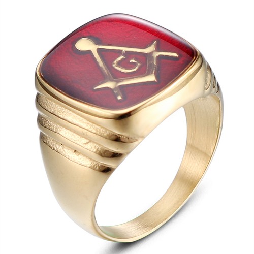 Masonic ring red epoxy - ring,
