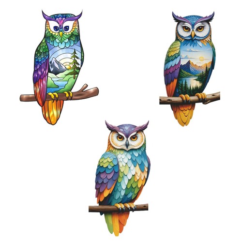 Owl decorative bird stained - decorative,