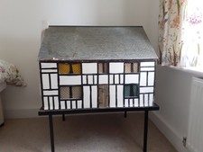 1965 fully furnished wooden dolls house, w 75", h 60", d 55", 3-side opening