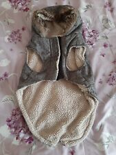 medium sized dog winter fleece lined coat with hood, pocket and lead hole