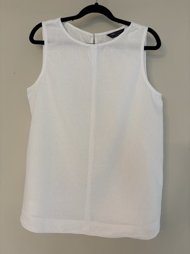 White linen blend vest top - white,