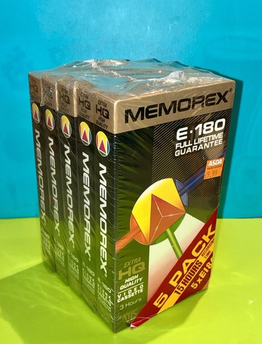 Memorex 180 vhs cassette x5 - e-180,