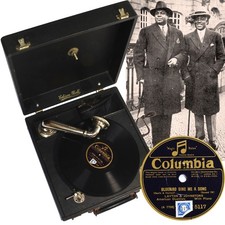 Edison Bell  picnic gramophone,  wind-up, antique 1920s - SEE & HEAR it PLAY!