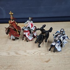 Bundle Of 4x Knights And Horses Figurines - Good Condition, some weapons missing