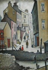 LOWRY AN OLD STREET DISTANCE CLASSIC CANVAS WALL ART 20X30 INCH
