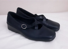 New HOTTER Comfort Concept Melody Dark Blue Cross Strap Leather Shoe SIZE UK5.5