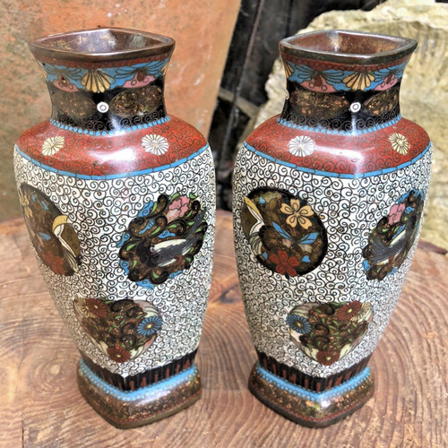 Antique cloisonné vases