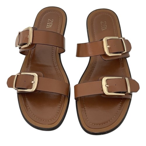 Zara brown leather gold double - brown,