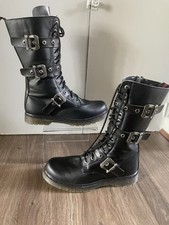 Bolt 330 Goth Combat Biker Ankle Boots Black Matte Men UK Size 12 DEMONIA Brand 