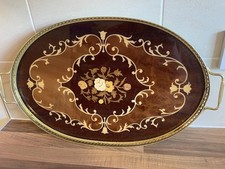 Italian Inlaid Oval Wood Tray