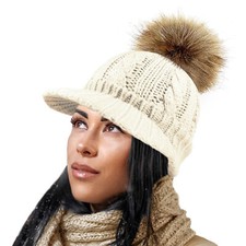 LADIES WOMENS PEAKED BEANIE