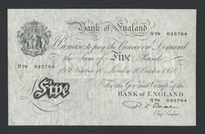 BANK OF ENGLAND £5 note 1950
