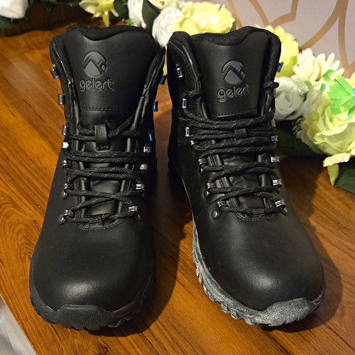 Gelert black leather hiking - black,