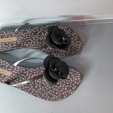 Grendha - Flower  Thong Black - Ladies Slip On Toe-Post Flip Flops Size UK4 EU38