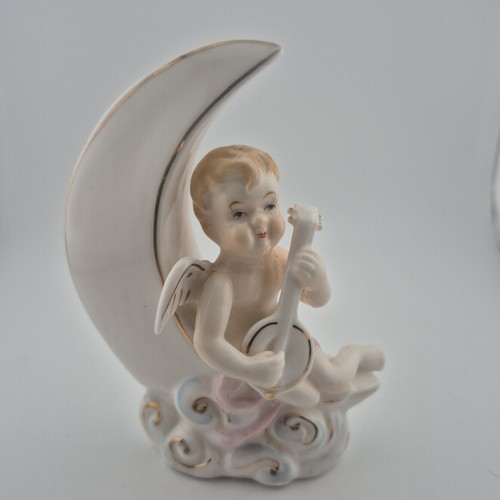 Crescent moon with angel - with,