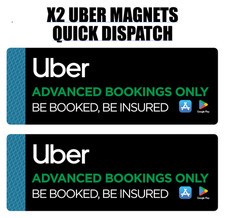 X2 Uber Taxi Door Magnets / Magnetics 550x200 Motorway Grade Genuine Size BLACK