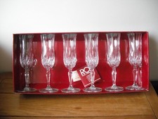Vintage Royal Crystal Rock OPERA Lead Crystal Champagne Flutes Boxed
