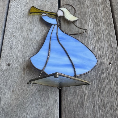 Stained glass blue angel - blue,