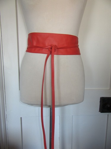 Wide soft red leather - red,