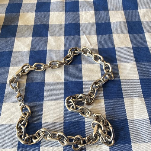 Silver tone curb - tone, chain