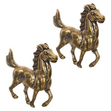  2 Pcs Small Brass Horse Ornaments Standing Decor Figurines Animals