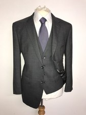 HUGO BOSS - Mens Slim Fit 3 Piece GREY WOOL SUIT - 42 Short - W34 L29 - LOVELY