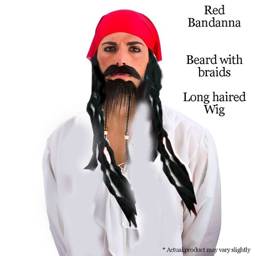 Pirate bandana scarf with wig - pirate,