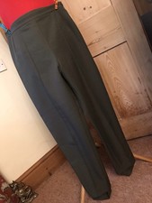 VINTAGE 80s M & S SKI PANTS 10 LEGGINGS TROUSERS HIGH WAISTED OLIVE GREEN RETRO