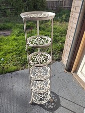 Vintage Plant Stand Metal Wood 23" Ins Tall, 8" Diameter