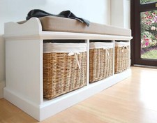 White storage bench wooden - storage,