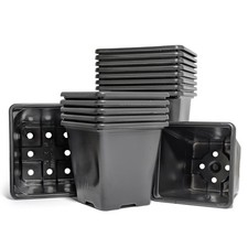 Square Plastic Reusable Black Plant Pots | 7cm (0.25L), 9cm (0.75L) & 11cm (1L)