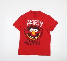 Disney The Muppets Animal Red V-Neck Men’s Medium Graphic T-Shirt