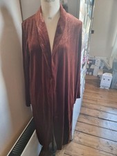 CHESTNUT BROWN VELOUR EDGE TO EDGE DUSTER COAT XL UK 14/16 VELVET SEE DESC BNWOT