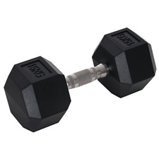 Hex Dumbbell 15KG Single – Rubber Coated Gym Weight for Strength Training