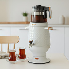 Arzum Electric Samovar Turkish Tea Maker, Tea Kettle, Semaver, White