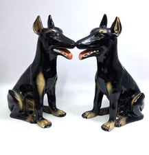 Vintage Doberman Dog Figurines / Pair / 30 cm Tall