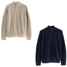 Mens N@@t Zip Neck Textured Knitted Jumper Sizes S - 5XL