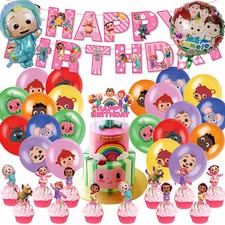 Cocomelon Themed Kids Birthday Party Balloon Banner Cake Topper Party Decoration