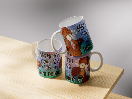 Cute poodle mug apricot - poodle,
