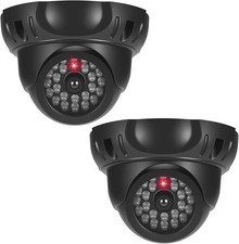 JIZZU 2Pcs Dummy Fake CCTV Camera For Outdoor & Indoor With Flashing LED Light